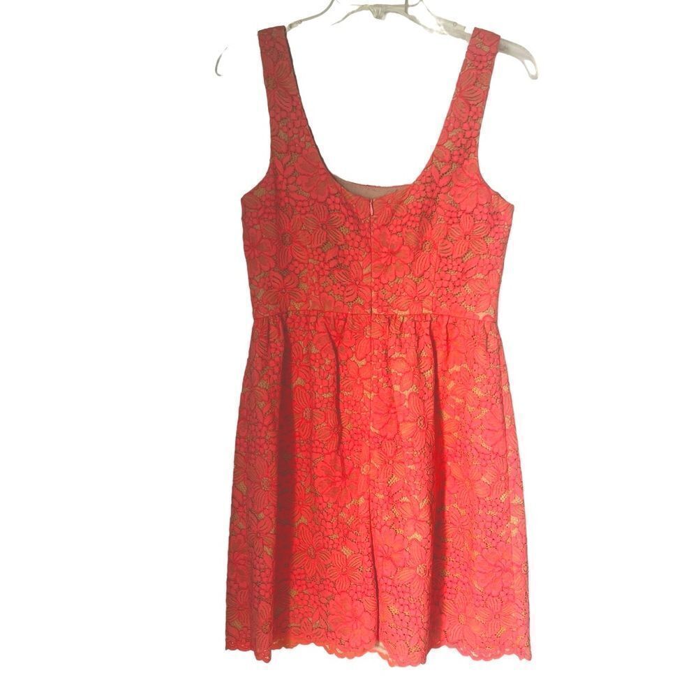 Trina Turk Gaviota Coral Lace Sleeveless Dress sz 4 - Picture 4 of 11